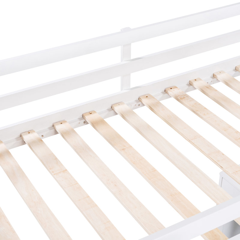 Loft Bed With Ladder, Shelves, And Desk, Twin, White