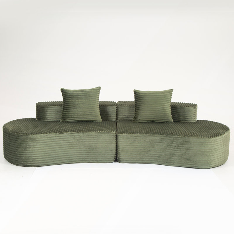 Compressed Moon Bay Sofa, Luxurious Corduroy, No Assembly, High-Density Padding, Green