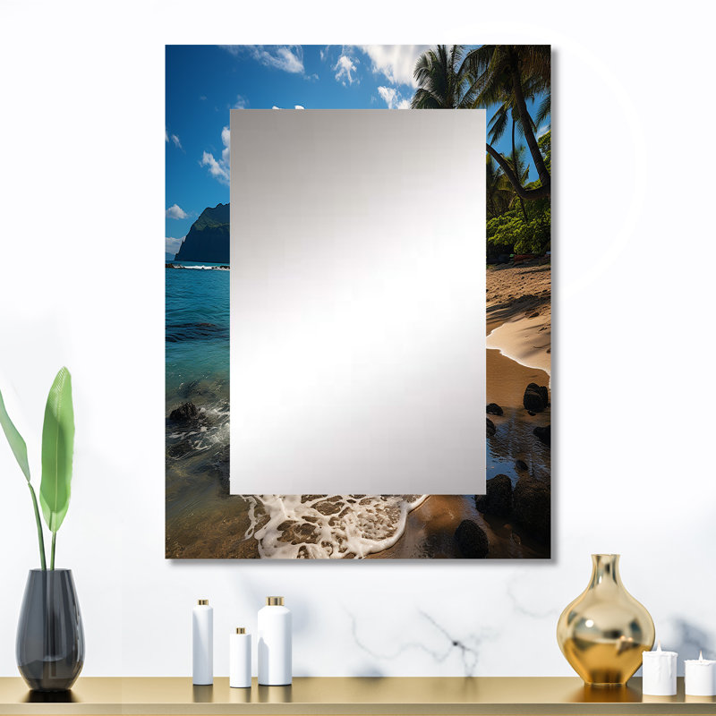 Aloha Tropical Dreamscape II - Maui, miroir mural industriel unique, impression d'art en métal, 32 po x 24 po