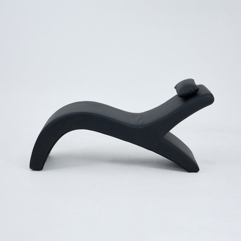 Faux Leather Chaise Lounge, Black