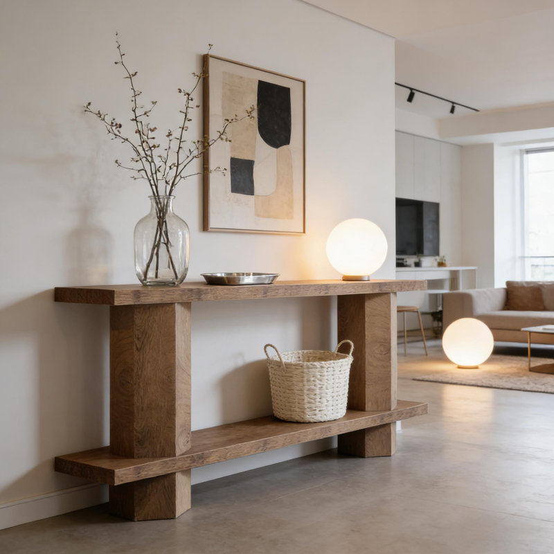 Table de chevet à 2 niveaux, table de canapé, console, table de couloir