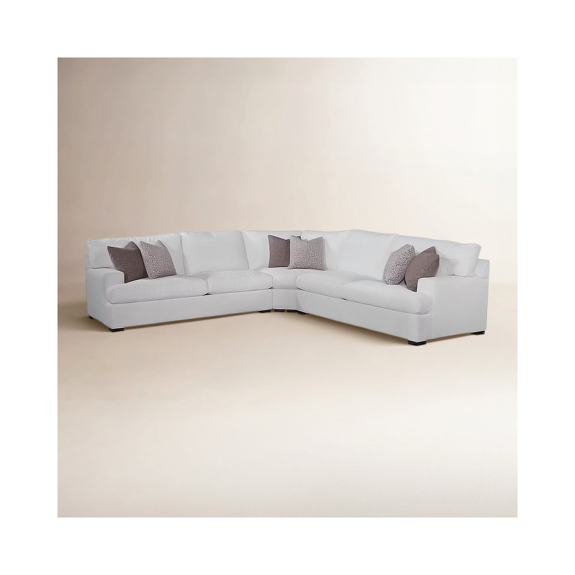 Cambria Three-Piece Wedge Sectional, Snow Crypton Performance; 0884-91, Java
