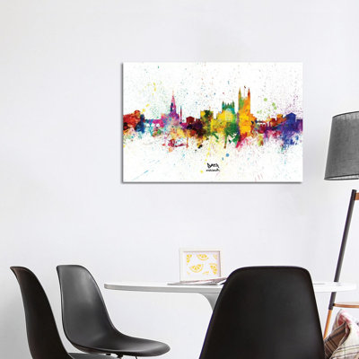 Bath England Skyline Splash by Michael Tompsett - Wrapped Canvas Print