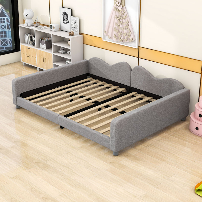 Upholstered Daybed with Sherpa Fabric, Full / Double, Gray