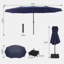 Parasol de patio à double tête 15 pi avec base, parasol de marché extérieur à double face avec manivelle, parasol de patio pour piscine, jardin et cour