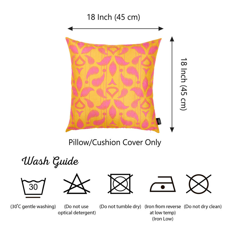 Ikat Square Pillow Cover, Yellow/Pink