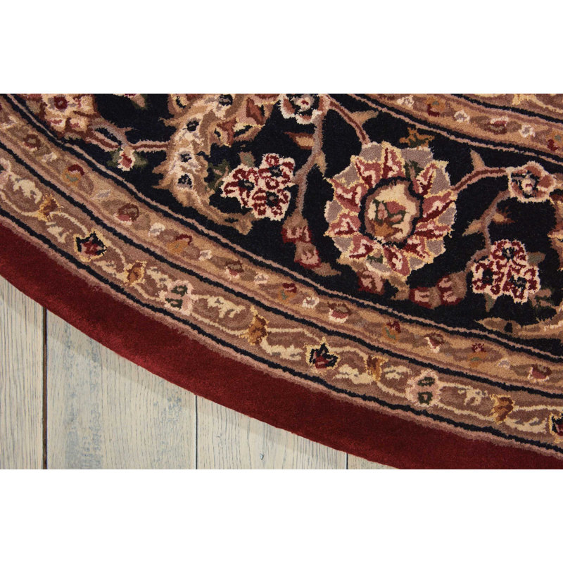 Oakleaf Wool Oriental Indoor Rug, Round 8'