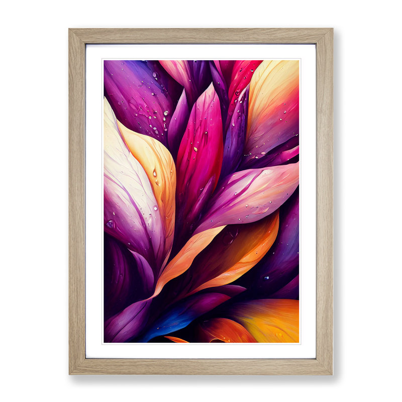Vibrant Flowers No.5 - Framed Print, 34cm H x 25cm W x 2cm D, Oak Framed