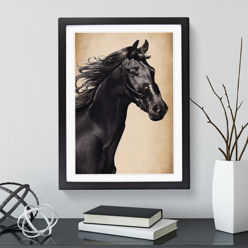 Beautiful Horse - Single Picture Frame Print, 64cm H x 46cm W x 2cm D, Black Framed