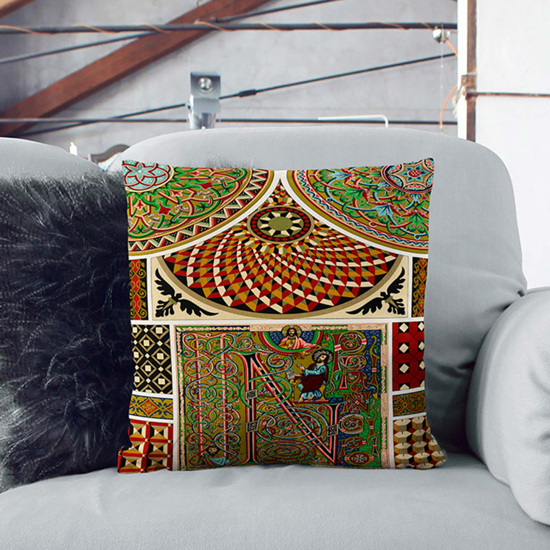 Geometric Square Throw Cushion, 40cm H x 40cm W x 15cm D