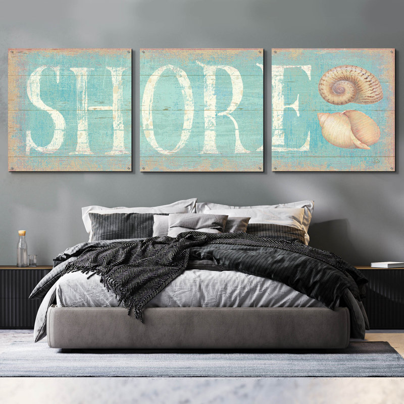 «Pastel Shore» par Daphne Brissonnet, art mural en verre acrylique, ensemble de 3 pièces, H 36 po x l 108 po