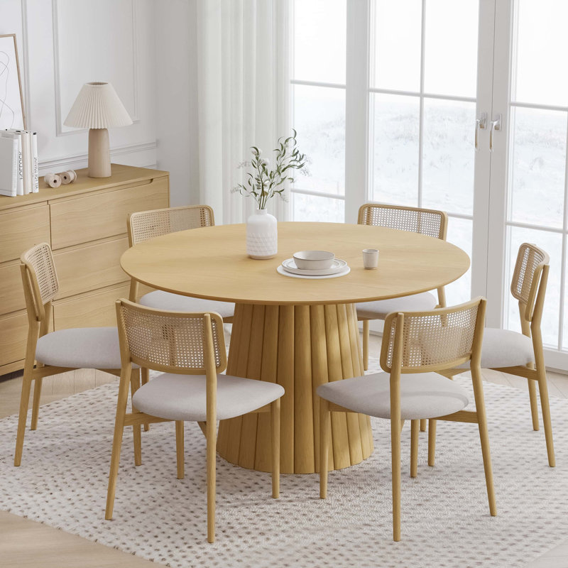Soild Dining Table Round Kitchen Table, 52" W x 52" L, Oak