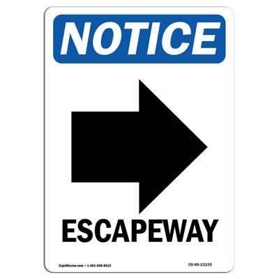 Escapeway [Right Arrow] Aluminum Sign 12 x 18
