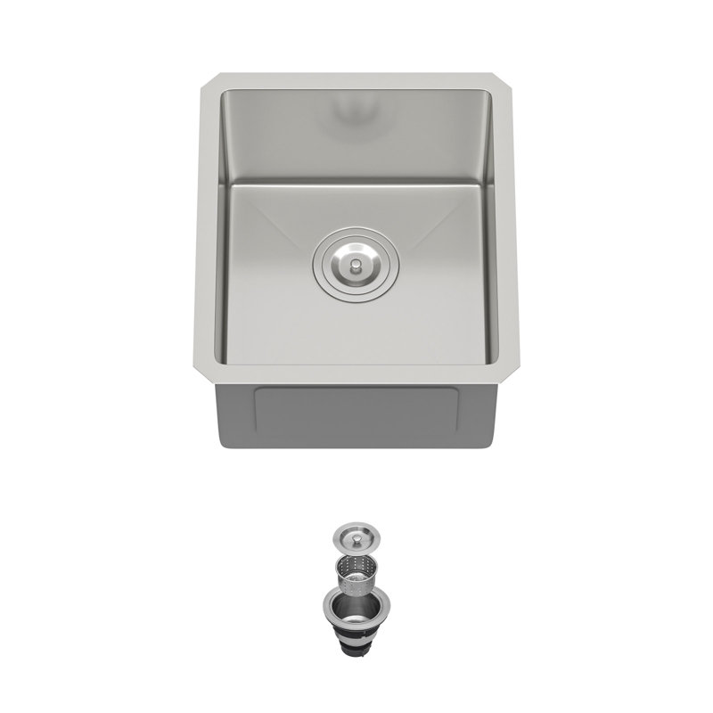 15" L x 17" W Undermount Bar Sink 16 Gauge Stainless Steel Single Bowl Kitchen Sink