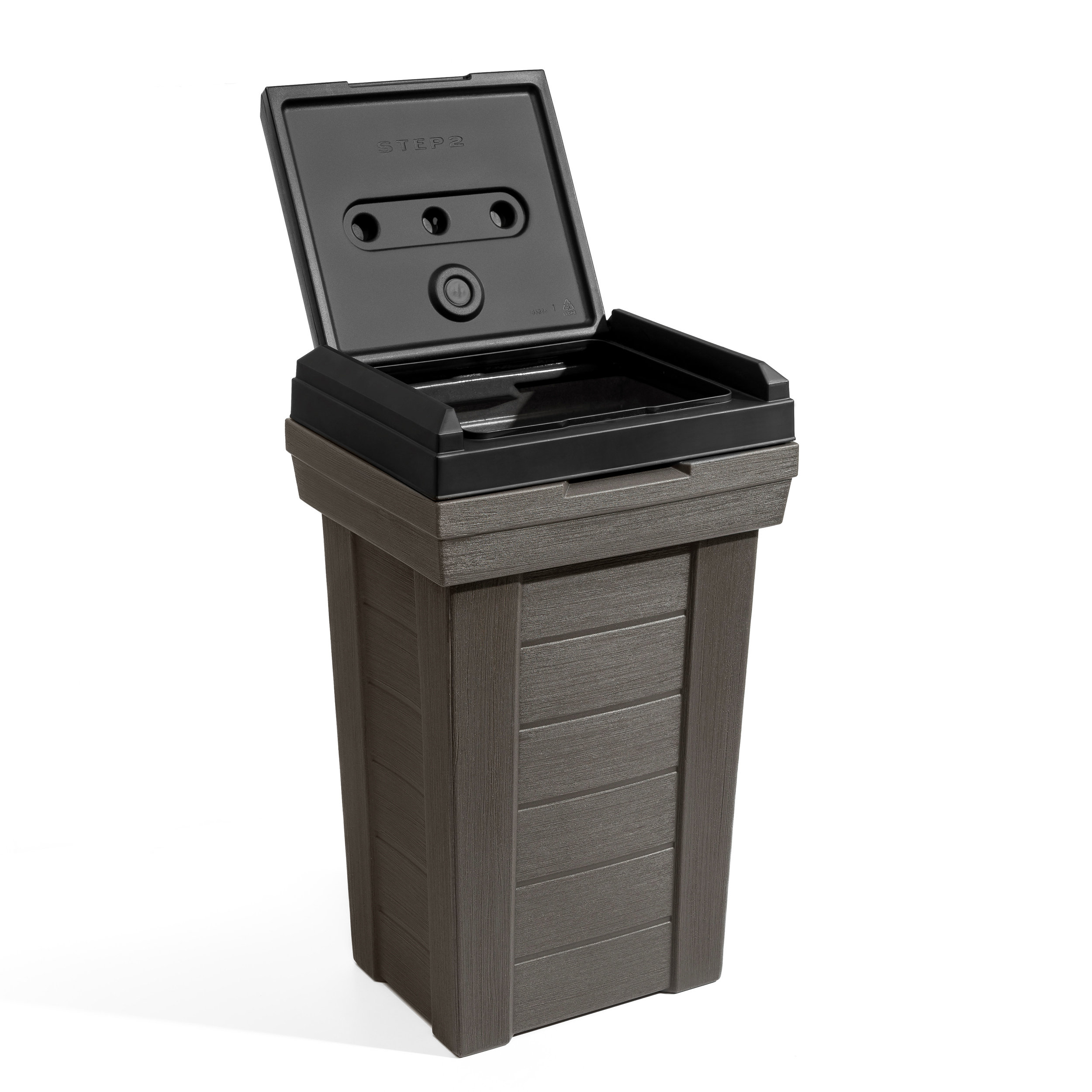 Suncast Trashcan Hideaway Outdoor 33 Gallon Garbage Trash Waste Bin, Cyberspace