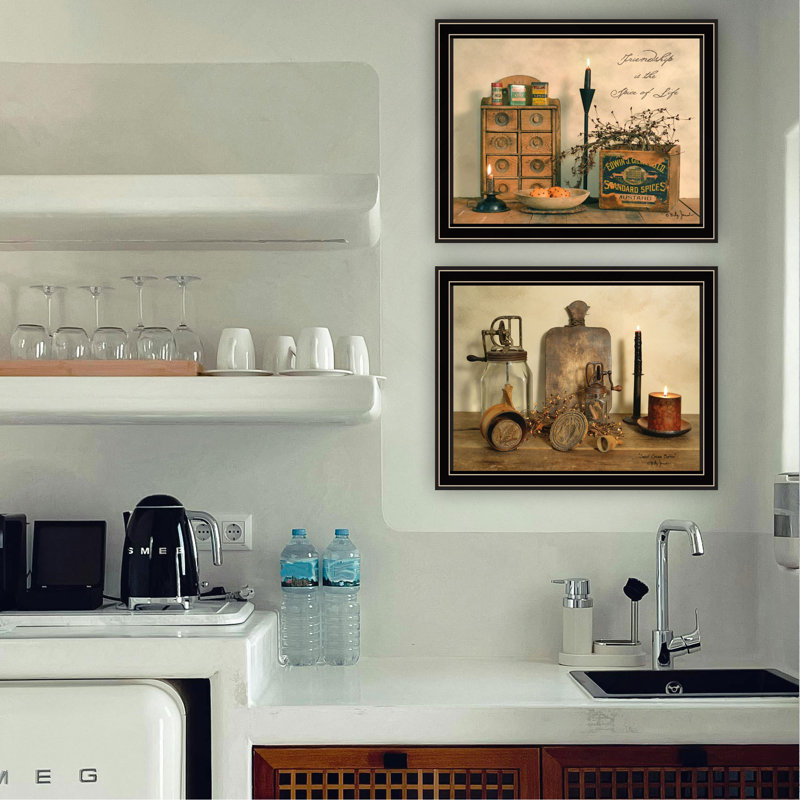 Art mural encadré pour salon, 2 pièces, «Friendship is the spice of life», impression murale pour chambre à coucher, Noir