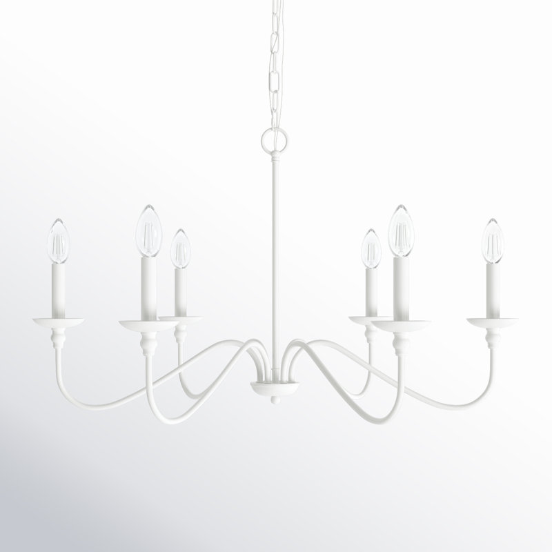 Lustre 6 lumières façon bougie Ableton, H 18 po x l 30 po x P 30 po, Blanc