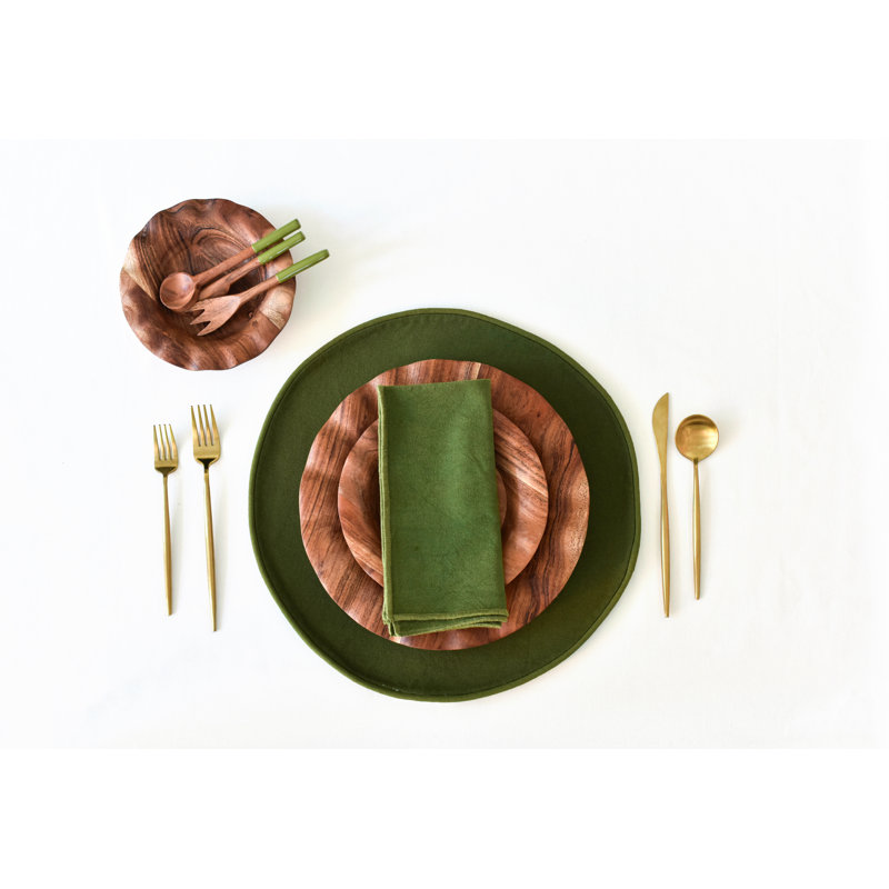 Cotton Blend Round Placemat, Olive