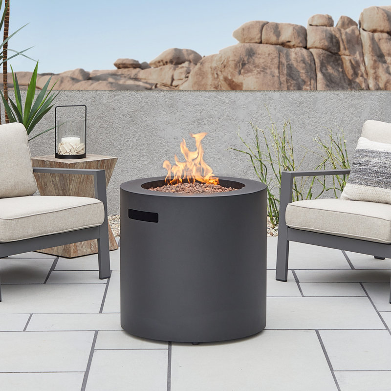 Aegean 24" Round Steel Propane Fire Pit Table with Hidden Tank Storage by Real Flame, Black