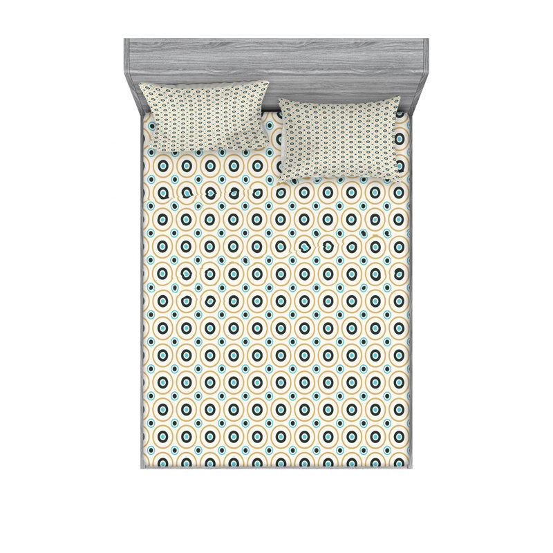 Microfiber Geometric Sheet Set, Queen Sheet Set with Fitted Sheet