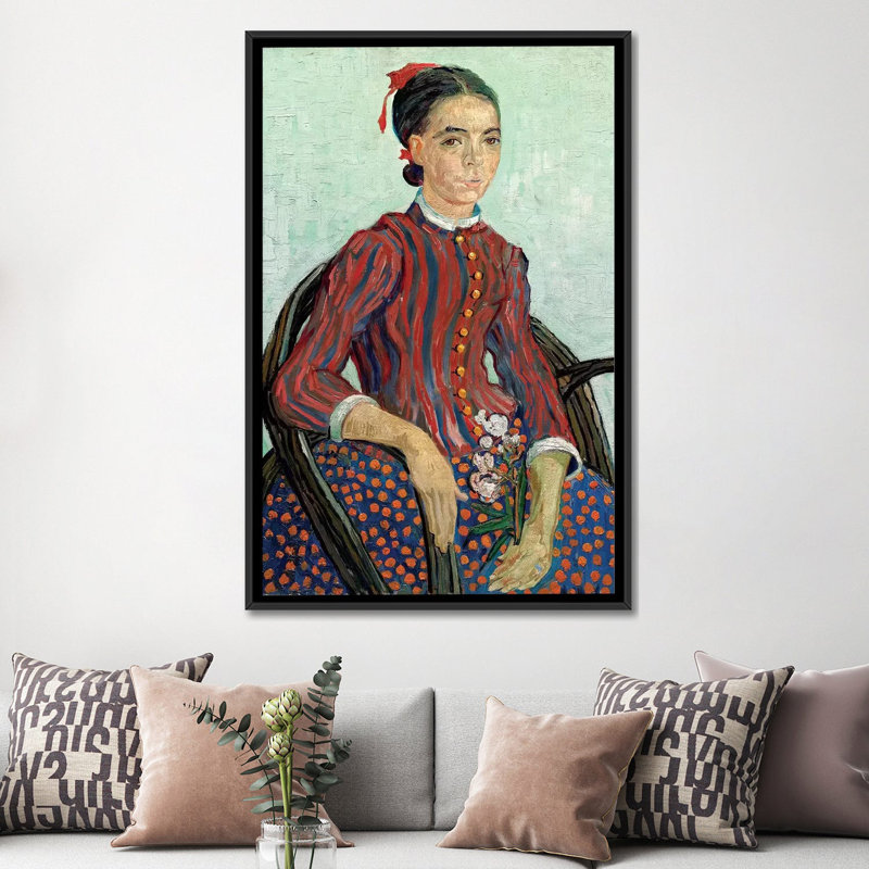 «La Mousme, 1888» par Vincent van Gogh, reproduction sur toile, H 60 po x l 40po x P 1,5 po, Toile avec cadre noir