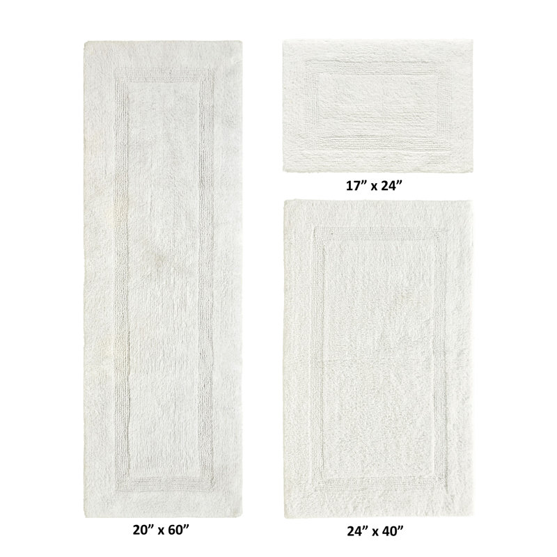 Annerose Premium 100% Cotton 3 Piece Bath Rug Sets, Machine Washable, Super Absorbent & Tufted Weave Reversible Bath Mat for Bathroom, Shower, and Tub, Oeko-Tex Certified Bathroom Rugs
