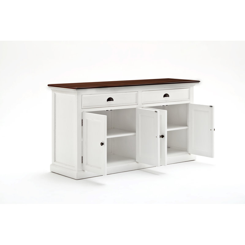 Buffet 2 tiroirs Hailsham, Blanc/brun