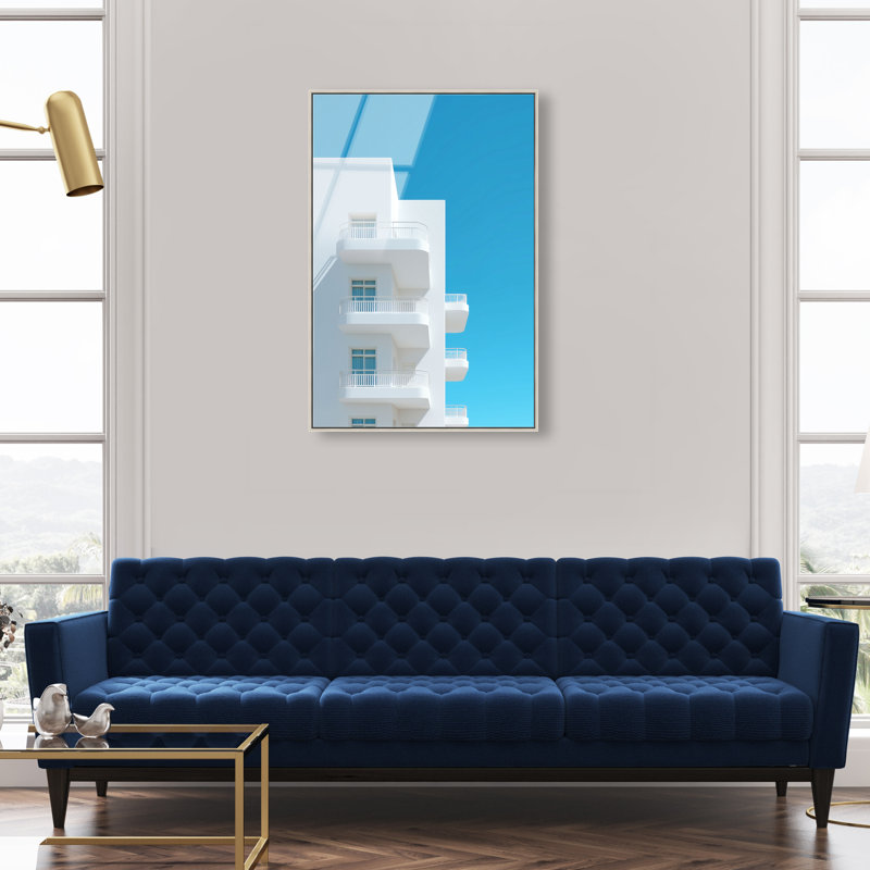 Modular White II Print, 37"H x 25"W, Silver Floater Frame