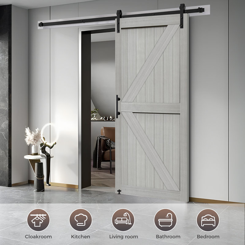 Porte de grange double en MDF 42 po x 42 po S&Z Tophand®, 42" x 84", Gris