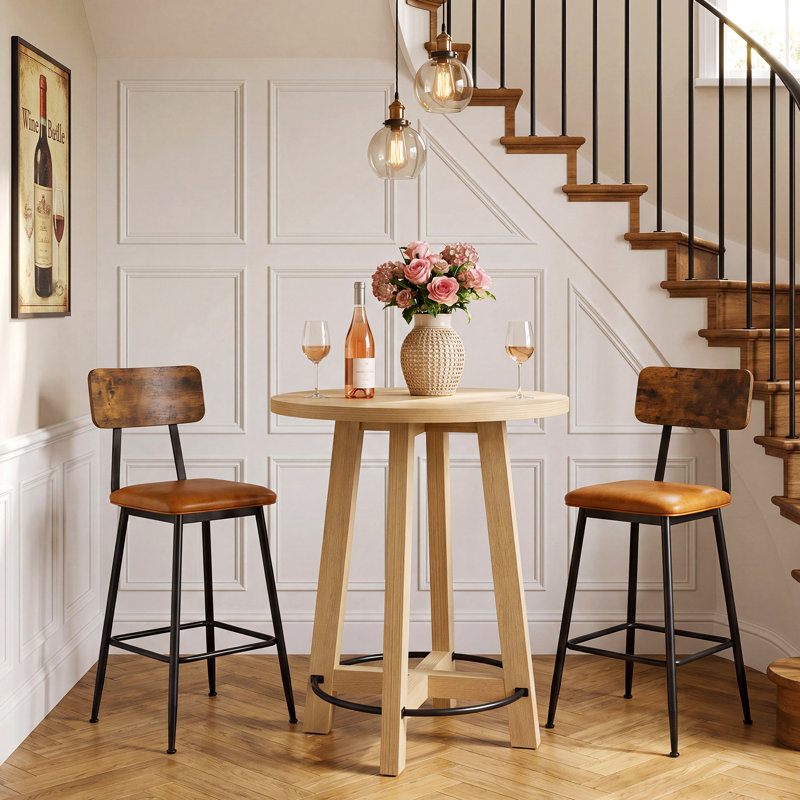 Light Wood Round Bar Table