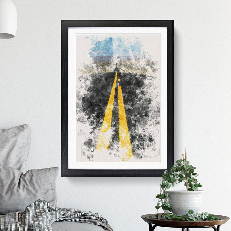 Horizon Of Nevada Watercolour - Picture Frame Graphic Art, Black Framed, 63cm H x 45cm W x 2cm D