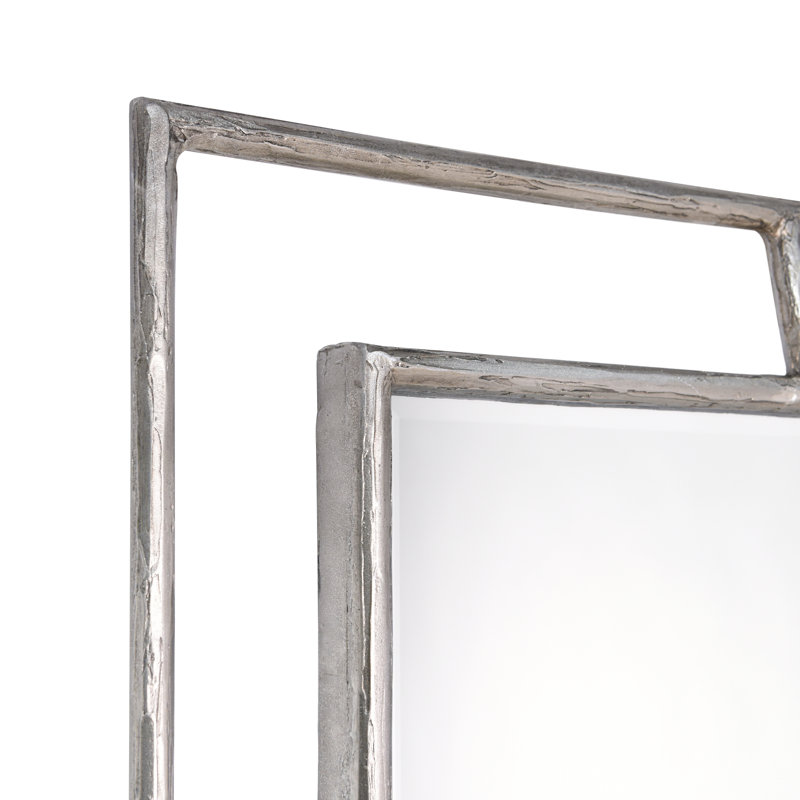 "Antique Champagne Rectangular Beveled Mirror" Featuring a Iron Pipe Frame