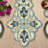 Embroidered Beaded Blue White Table Runner with Glass Bead Embroidery for Christmas and Home Decor-1009469661