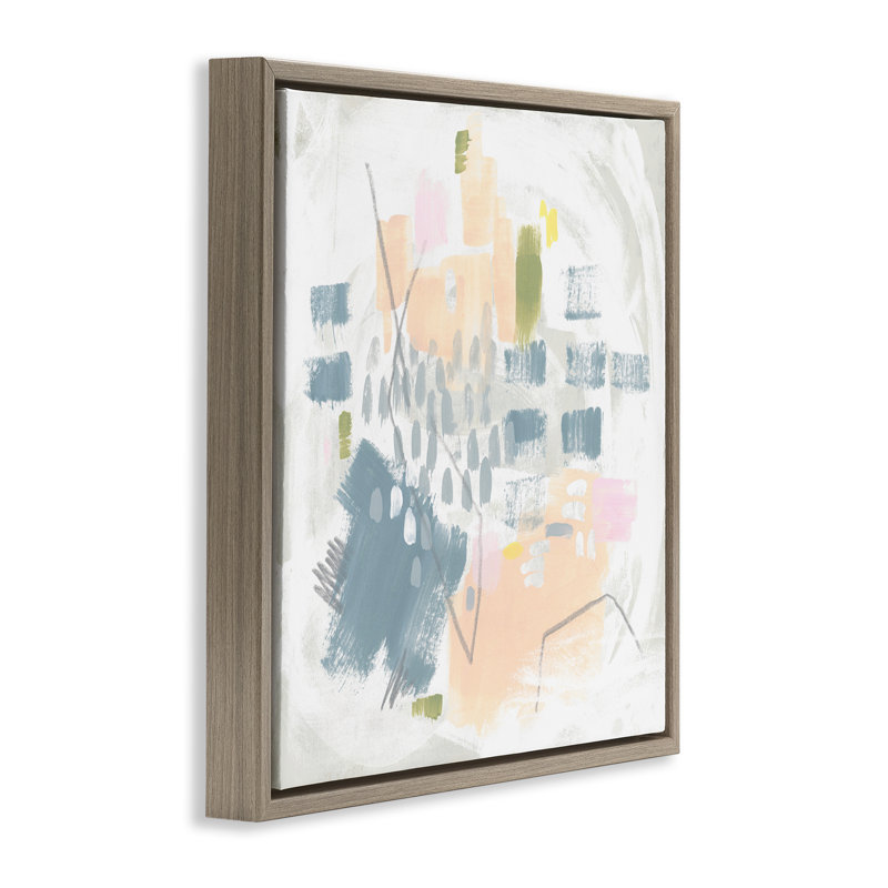 "Centric Pastel Motif Floater", art mural par June Erica Vess, H 18 po x l 18 po, Cadre flottant orme Montalcino