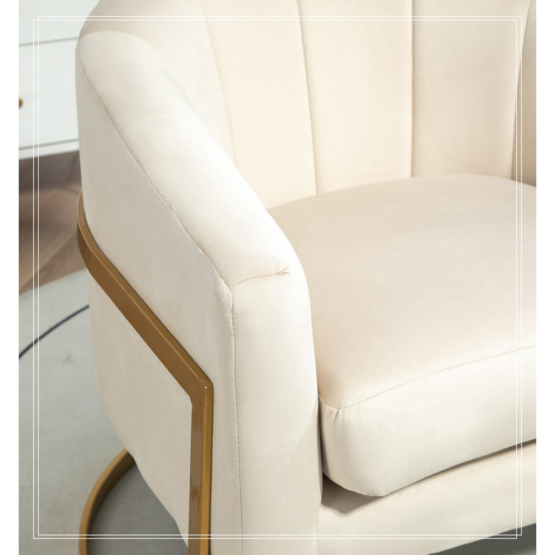 Velours Kelesia avec siège souple et pieds en métal, Beige