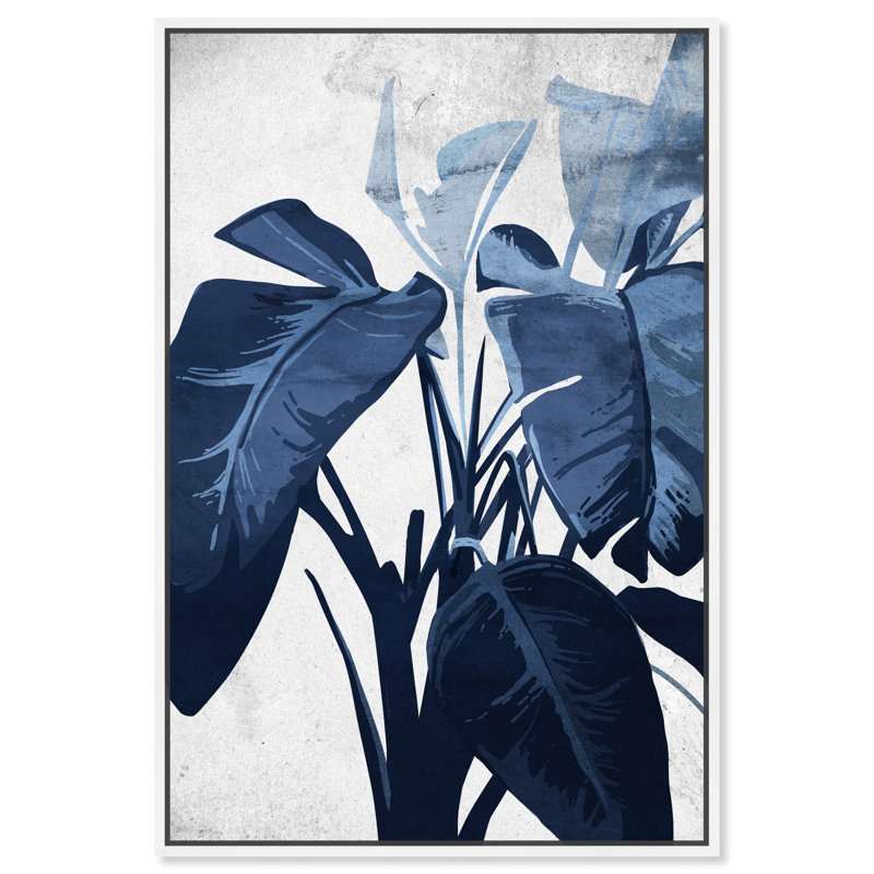 Floral and Botanical Blue Lover, Tropical Blue - impression d'art graphique, H 24 po x l 16 po, Impression encadrée, Blanc