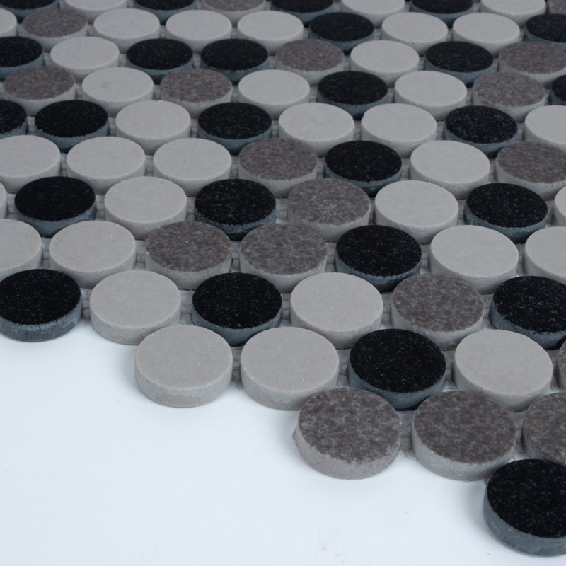 Carreau de mosaïque rond pour mur et plancher en verre 0,9 po x 0,9 po Gaia, Granit