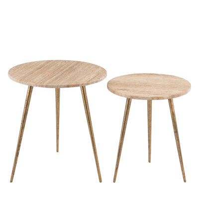 Table d'appoint François avec dessus en marbre et pieds en aluminium - Pierre naturelle