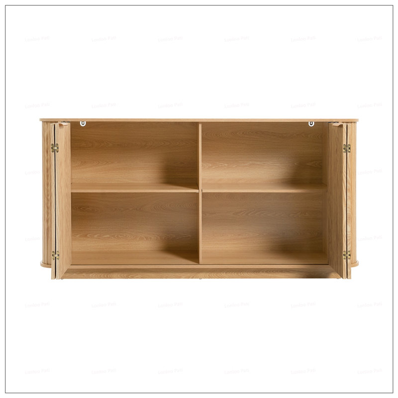 Wavy Storage Sideboard, Double-Door Buffet Cabinet With Adjustable Shelves, Suitable For Kitchen, Living Room, Hallway