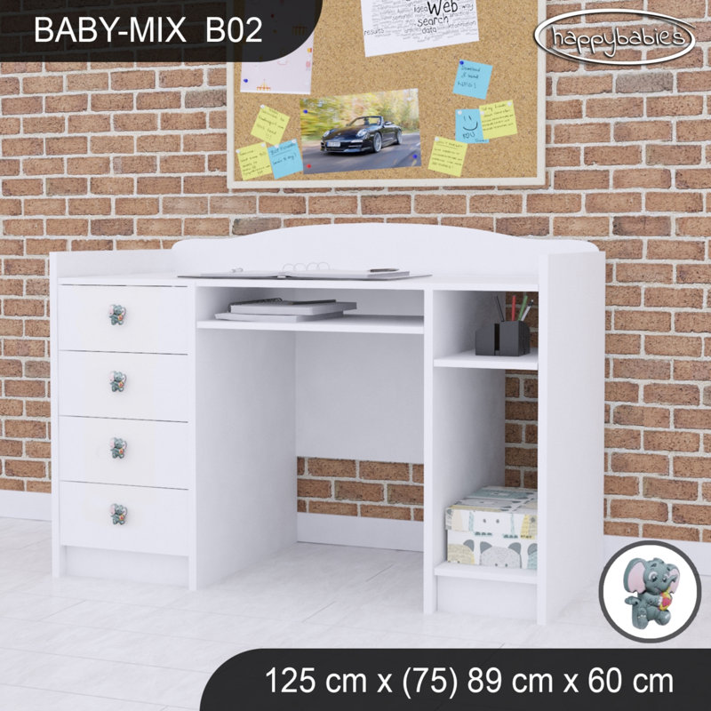 125cm Computer Desk, White