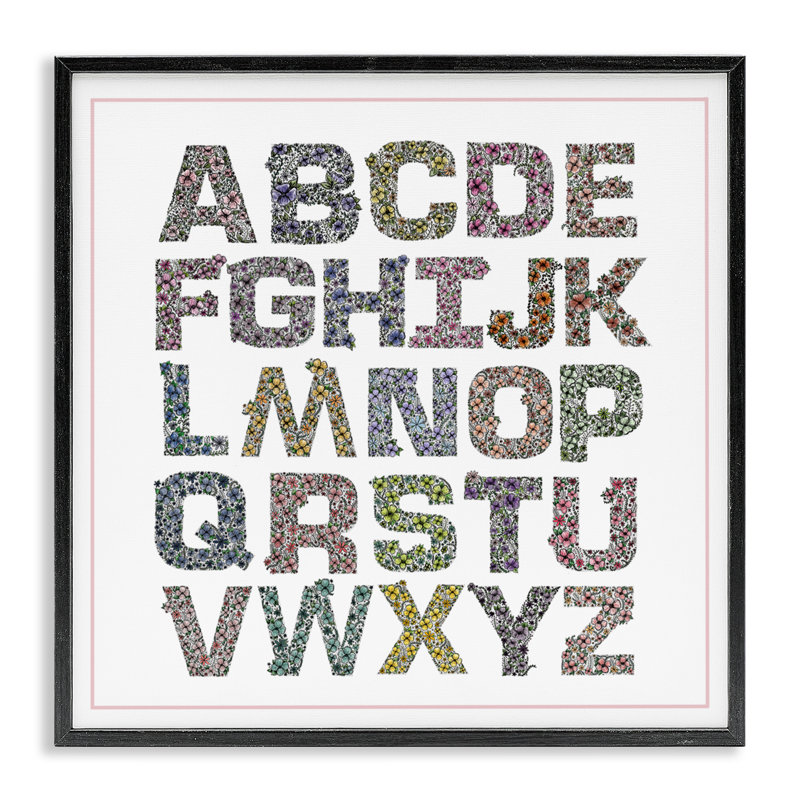 Giclée encadrée alphabet détaillée, par Jennifer Stith, Giclée encadrée noir minuit, H 12 po x l 12 po