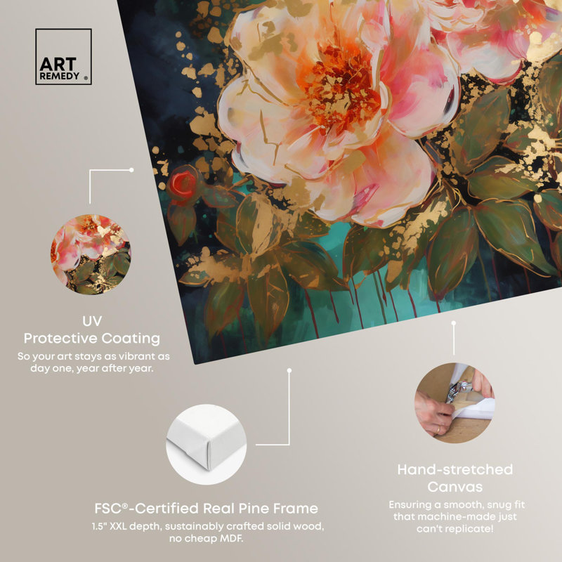 Art mural brillant or brillant sur des fleurs par Lark Manor ™, Toile tendue, H 10 po x l 15 po