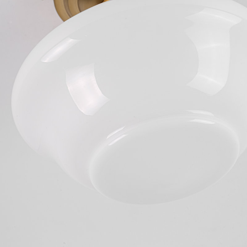 Plafonnier encastré en forme de champignon en verre opale 1 lumière Beryl, Doré