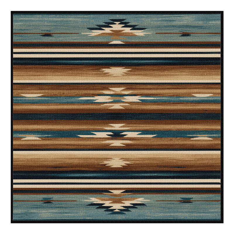 Washable Horizon Layers Southwestern Area Rug, Square 8'