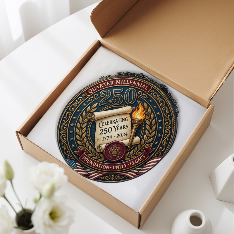 Panneau de fenêtre en verre pour décoration intérieure Quarter Millennial USA 250th Anniversary - H 12 po, H 12 po