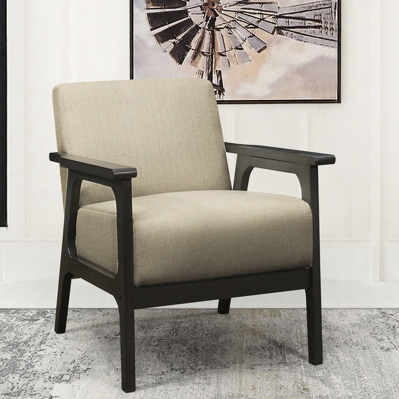Chaise d'appoint texturée rembourrée, brun, bois massif, finition gris antique, siège de chambre en tissu brun Comfy Living, structure en bois, poids de 31,35 lb