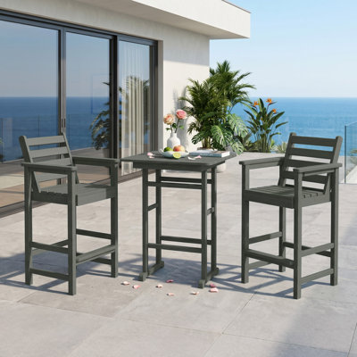 Ensemble de table et chaises d'extérieur toutes saisons à hauteur de bar en PEHD pour balcon de patio bistro
