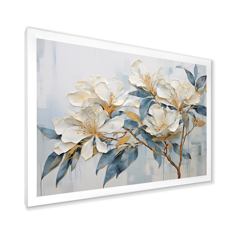 Essence de Rhododendron Simplicité III, H 12 po x l 20 po x P 1 po, Cadre simple blanc