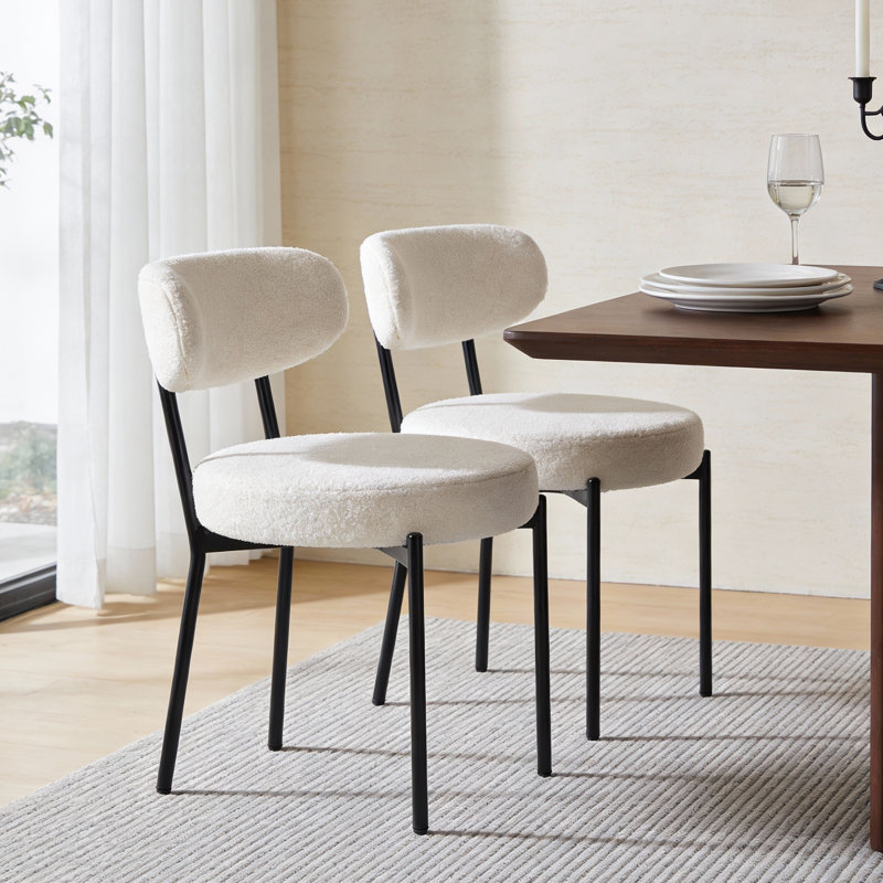 Ensemble de chaises de salle à manger en sherpa Boucle, 2, Beige