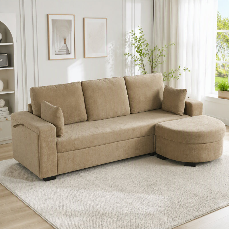 Upholstered 94 " Chenille Sofa, Chenille café